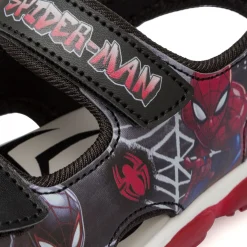 Sandali neri da Bambino con chiusura a strappo e stampa Spiderman