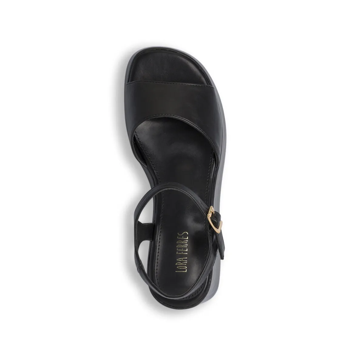 Sandali neri da Donna con cinturino e zeppa 6 cm Lora Ferres