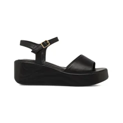 Sandali neri da Donna con cinturino e zeppa 6 cm Lora Ferres