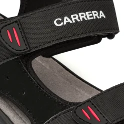 Sandali neri da Uomo con chiusura a strappo e logo Carrera