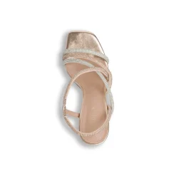 Sandali oro rosa e argento da Donna con strass e tacco 9,5 Lora Ferres