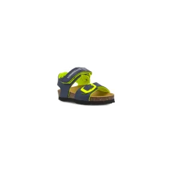 Sandali primi passi Bambino blu e lime con soletta in pelle Lumberjack