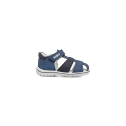 Sandali primi passi blu da Bambino effetto denim con strappo Primigi