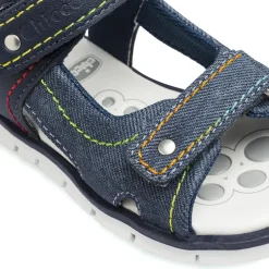 Sandali primi passi da Bambino blu effetto denim con strappo Chicco