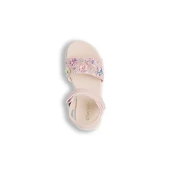 Sandali Rosa da Bambina effetto iridescente con fiori e dettagli glitter Dieci Baci