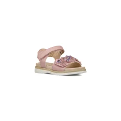 Sandali Rosa da Bambina e Ragazza con Fiori e Strass e glitter Dieci Baci