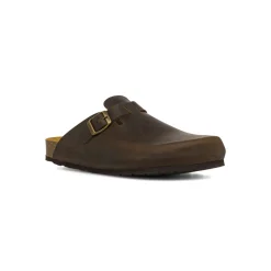 Sandali sabot marroni da Uomo con fibbia e soletta in pelle Lumberjack