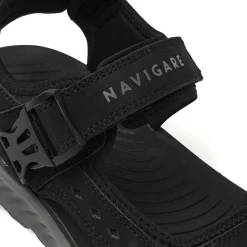 Sandali sportivi neri Uomo con cinturini a strappo e fibbia Navigare