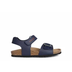Sandali traspiranti blu da Ragazzo con sottopiede in pelle Geox