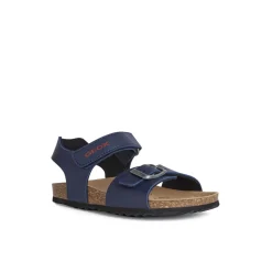 Sandali traspiranti blu da Ragazzo con sottopiede in pelle Geox