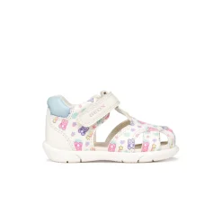 Sandali traspiranti primi passi da Bambina bianchi con stampe Geox