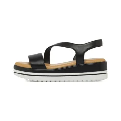 Sandali Zeppa Comfort da Donna neri con fondo carrarmato 4,5 cm P Soft