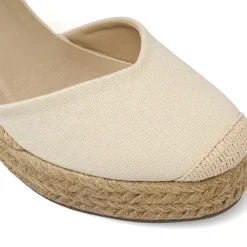 Sandali Zeppe beige da Donna con lacci alla caviglia Lora Ferres