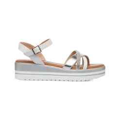 Sandali Zeppe Comfort Bianchi Argento da Donna con zeppa P Soft