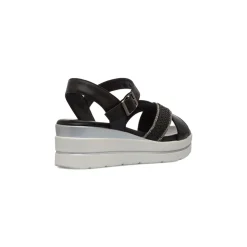 Sandali Zeppe Neri Comfort da Donna con motivo Intreccio P Soft