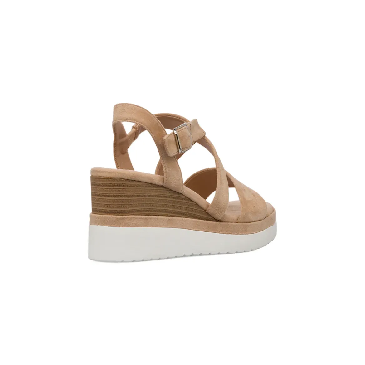 Sandali Zeppe Nude da Donna con tomaia Incrociata e Tacco 7 cm P Soft