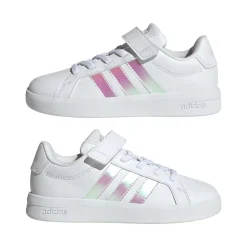 Scarpe Bambina Bianche con Strisce Iridescenti adidas Grand Court 3.0