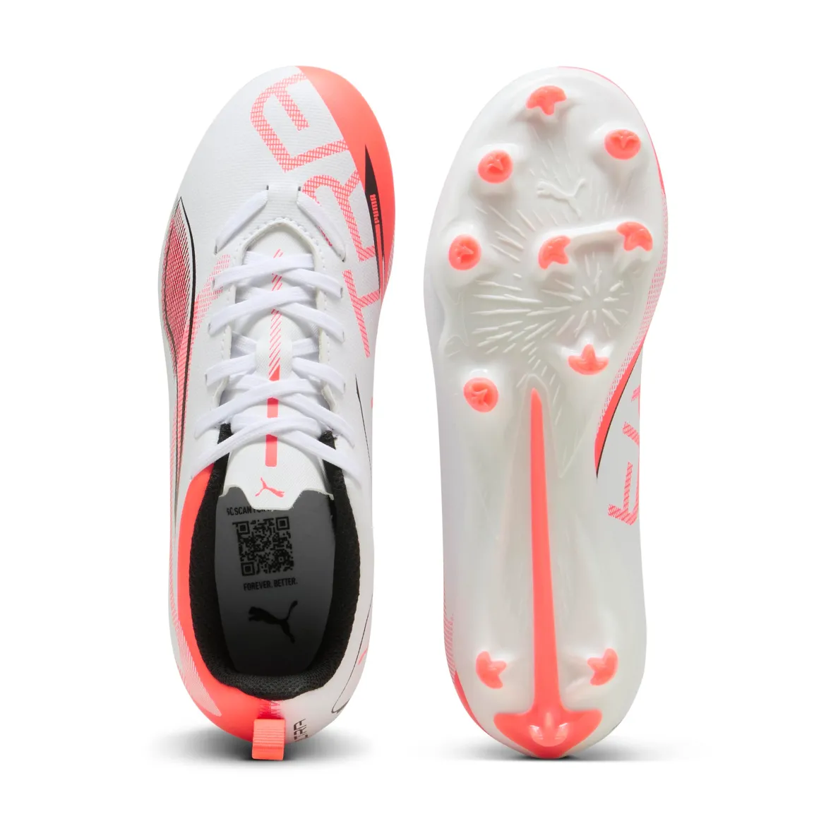Scarpe Calcio bianche da ragazzo per terreni erbosi ULTRA 5 PLAY FG/AG Puma