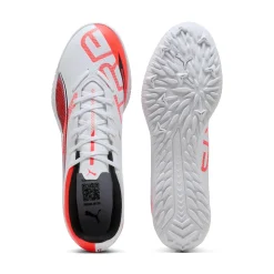 Scarpe da Calcetto da Uomo bianche con inserti in corallo Puma ULTRA 5 PLAY TT
