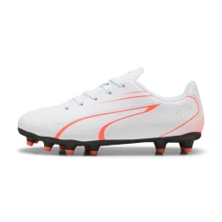 Scarpe da calcio da ragazzo bianche con logo arancione Puma Vitoria