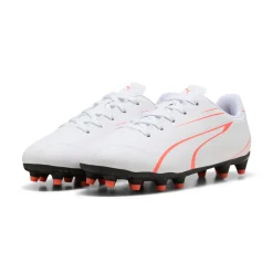 Scarpe da calcio da ragazzo bianche con logo arancione Puma Vitoria