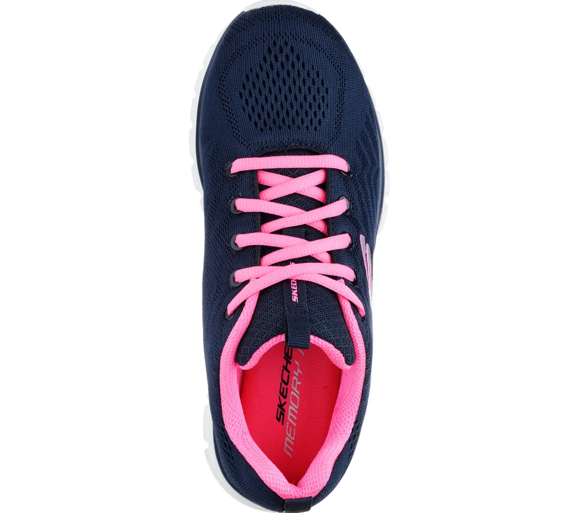 Scarpe da ginnastica blu e fucsia da donna in tessuto mesh con Pianta Larga Skechers Graceful