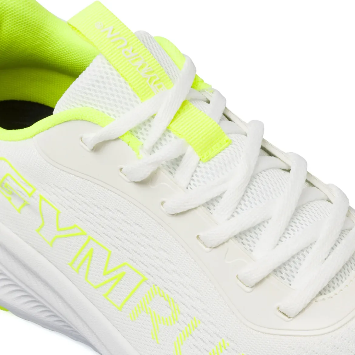 Scarpe da running da uomo bianche con dettagli giallo fluo GymRun