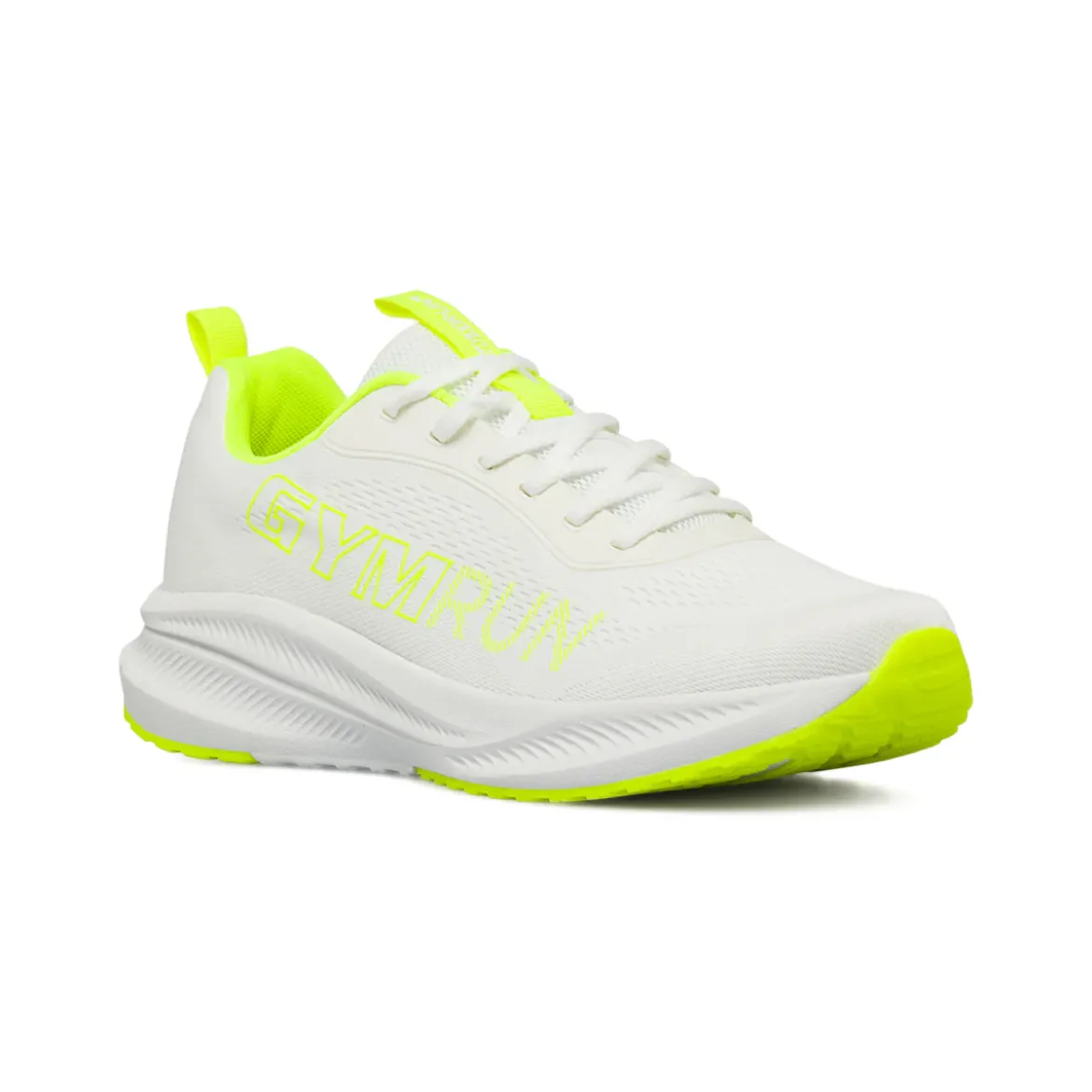 Scarpe da running da uomo bianche con dettagli giallo fluo GymRun