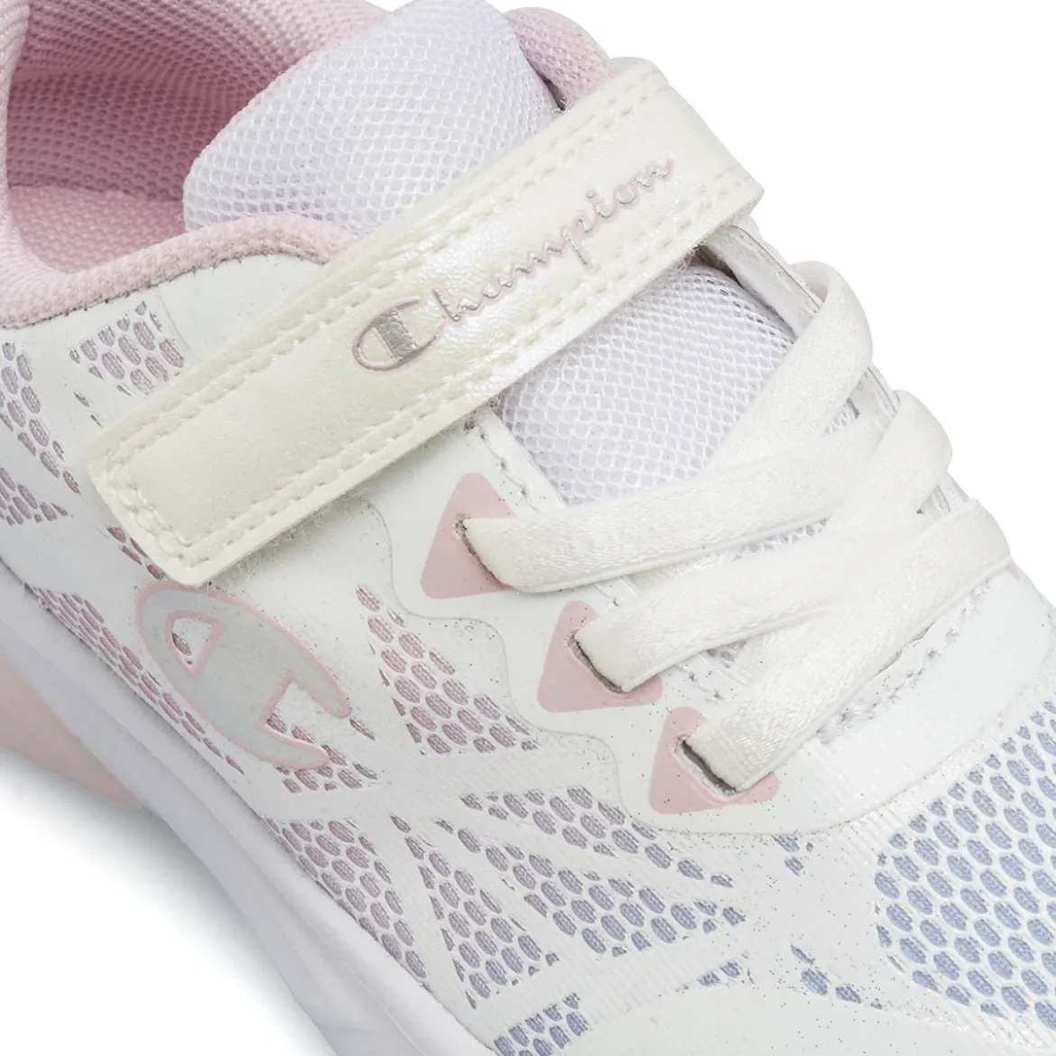 Scarpe primi passi bianche da Bambina con luci e inserti mesh Champion