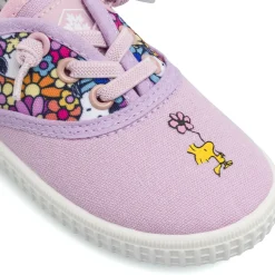 Scarpe primi passi da Bambina lilla in tela Snoopy Lumberjack