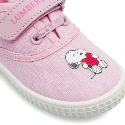 Scarpe primi passi rosa Bambina in tela con strappo Snoopy Lumberjack