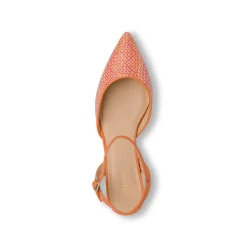 Scarpe slingback con tacco basso arancioni effetto rafia da Donna con cinturino Lora Ferres