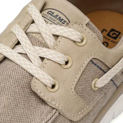 Scarpe Uomo in tessuto Beige con suola flessibile e lacci Glams