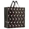 Shopper natalizia nera grande in TNT con grafica fenicotteri