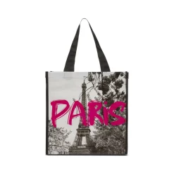 Shopper piccola nera con stampa Parigi e Torre Eiffel PittaRosso