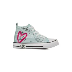 Sneakers alte azzurre da Ragazza con stampa cuore Swish Jeans