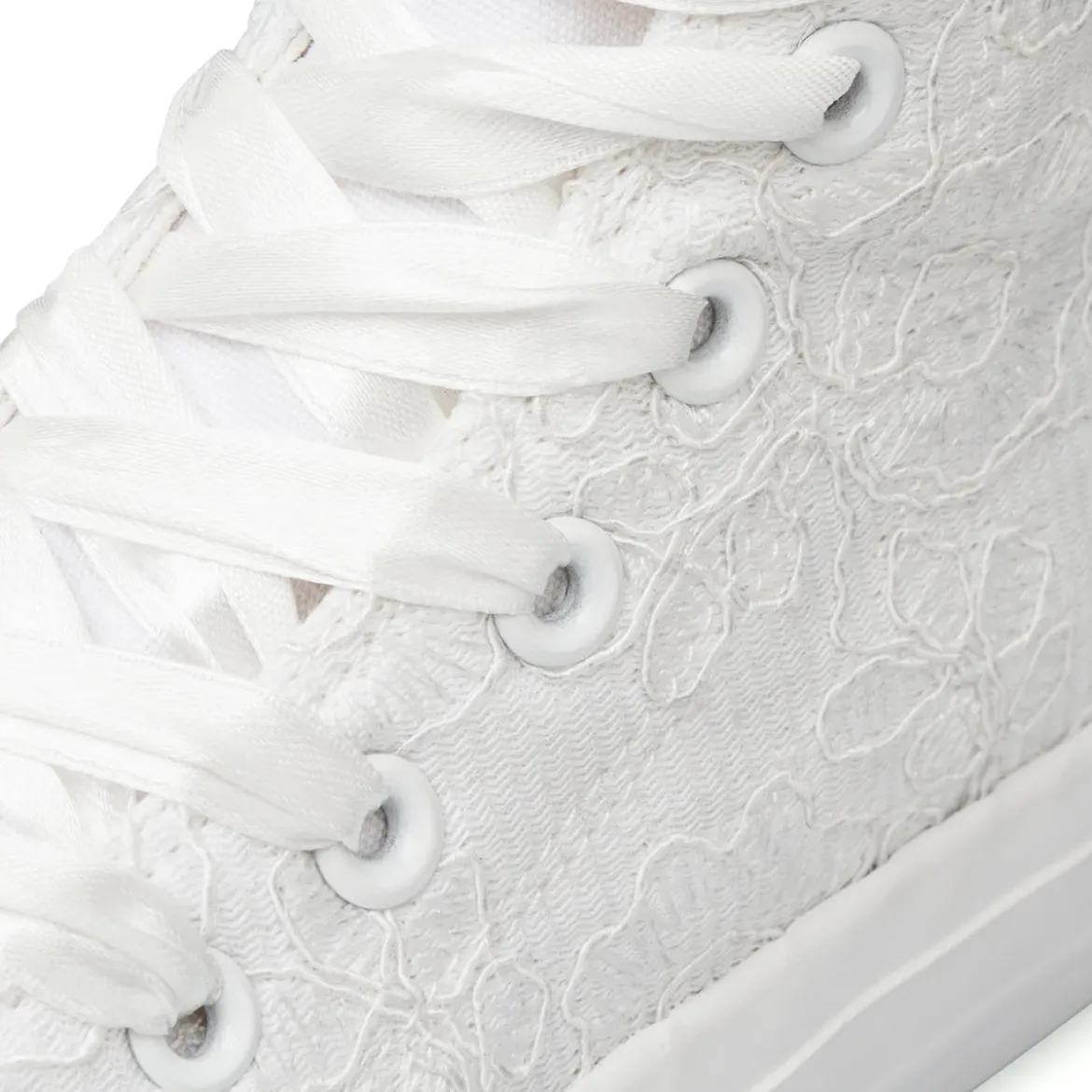Sneakers alte bianche da Ragazza in pizzo e chiusura con lacci Dieci Baci