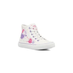 Sneakers alte da bambina Kappa in tela bianche con stampa splash e zip