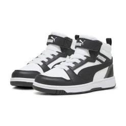 Sneakers alte da bambino bianche con dettagli neri e grigi Puma Rebound V6