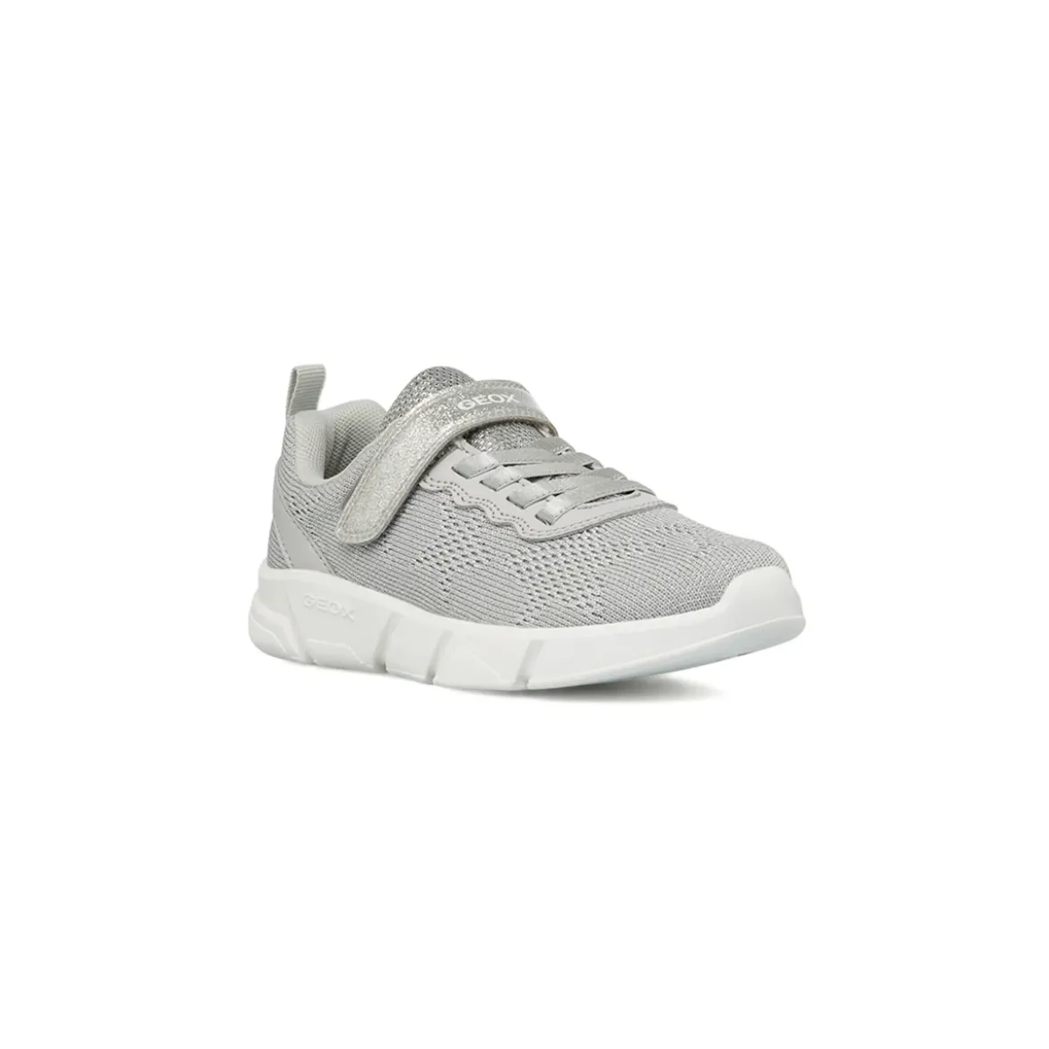 Sneakers argento da Bambina con chiusura a strappo e suola traspirante Geox