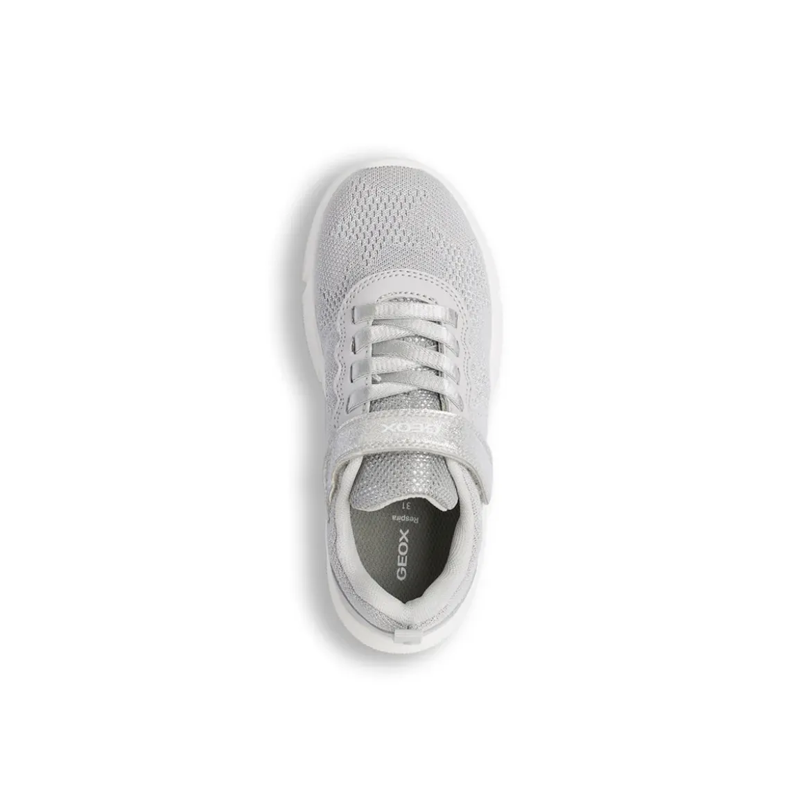 Sneakers argento da Bambina con chiusura a strappo e suola traspirante Geox