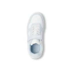 Sneakers bambina Kappa bianche e azzurre con lacci elastici e strappo