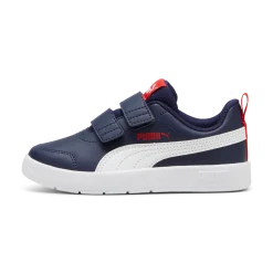 Sneakers bambino blu con dettagli rossi Puma Courtflex v3