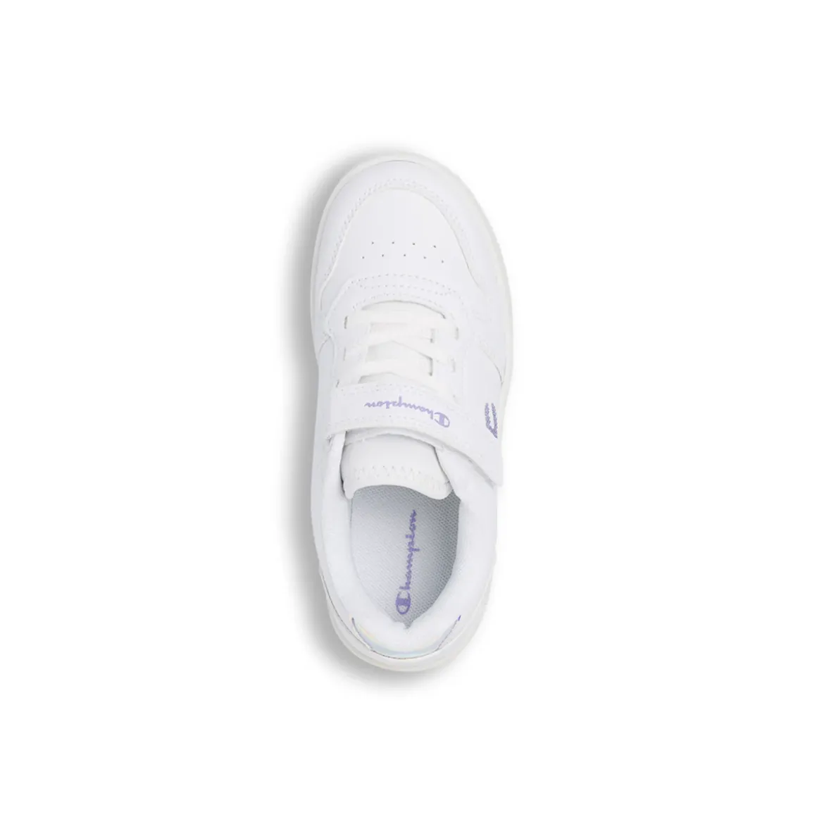Sneakers bianche da Bambina con strass lilla e strappo Champion