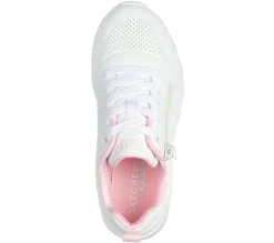Sneakers bianche da bambina con soletta Memory Foam Skechers Uno Lite - Easy Zip