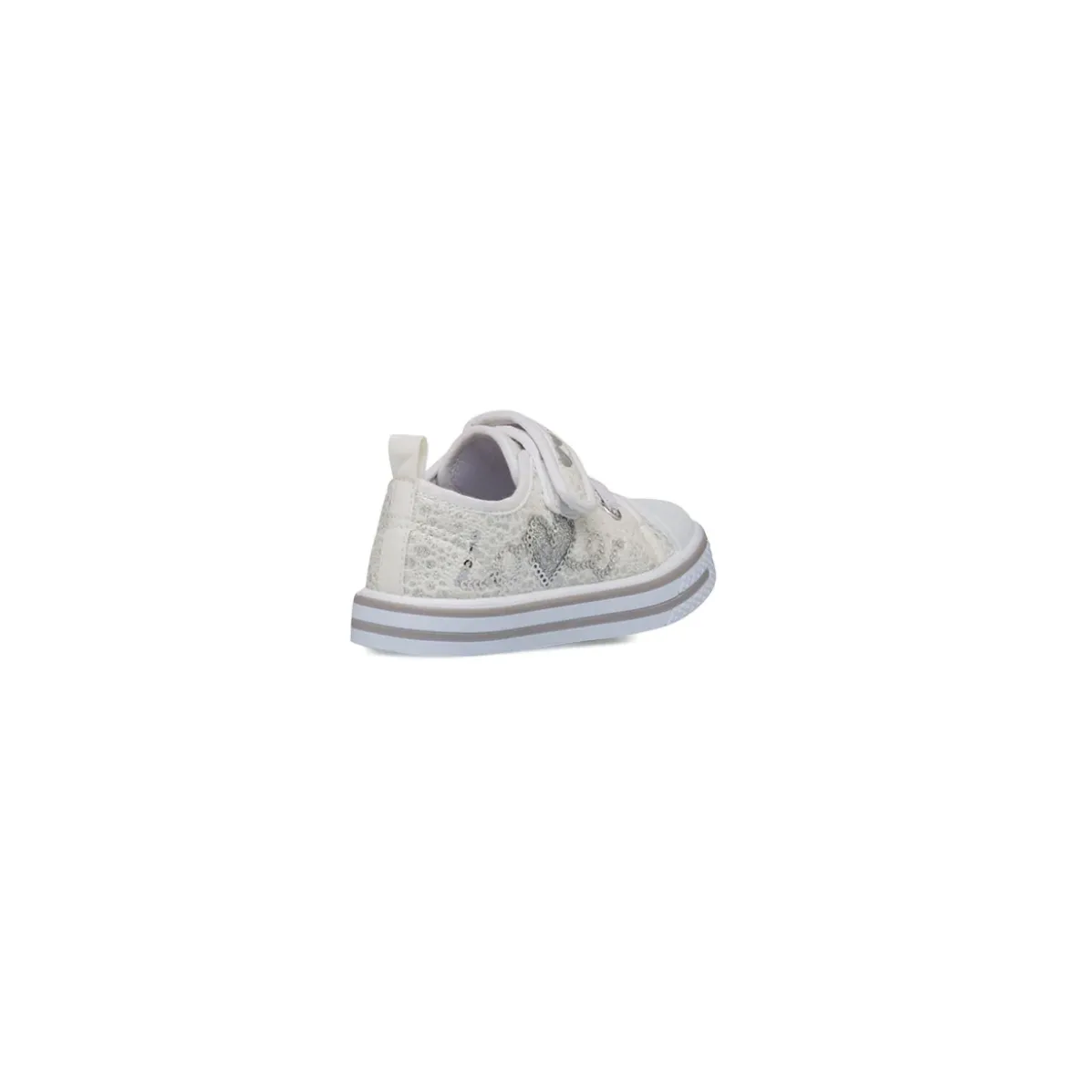Sneakers bianche da bambina con paillettes argento Le scarpe di Alice