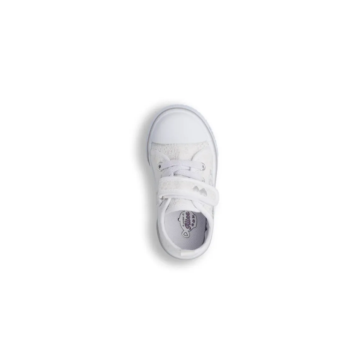 Sneakers bianche da bambina con paillettes argento Le scarpe di Alice