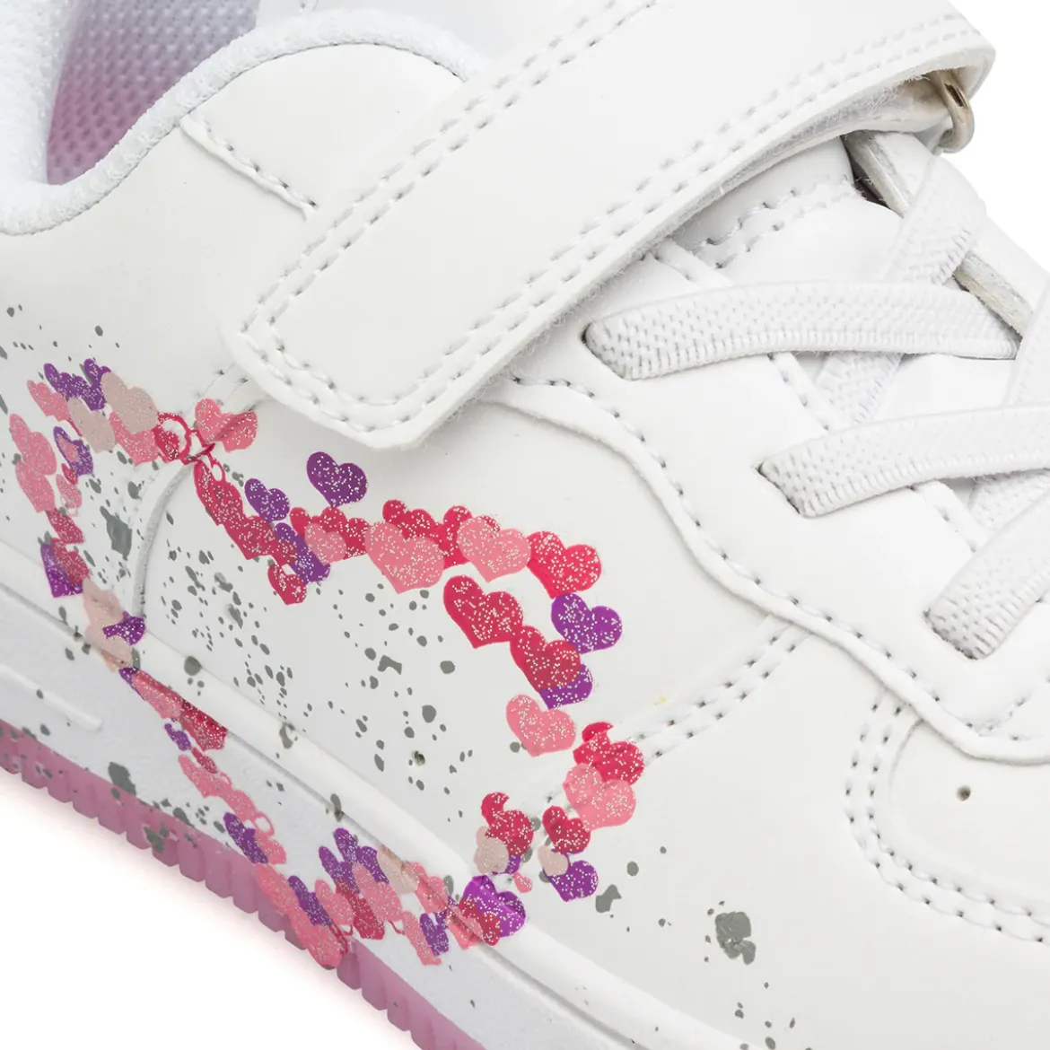 Sneakers bianche da Bambina con cuoricini e strappo Dieci Baci