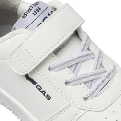 Sneakers bianche da bambino Gas con chiusura in velcro e lacci elastici