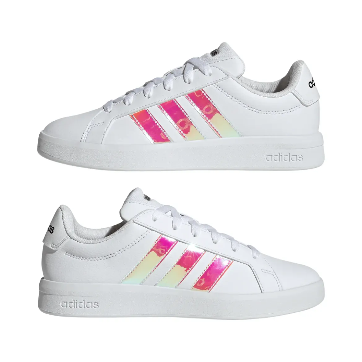 Sneakers bianche da Donna con strisce iridescenti adidas GRAND COURT